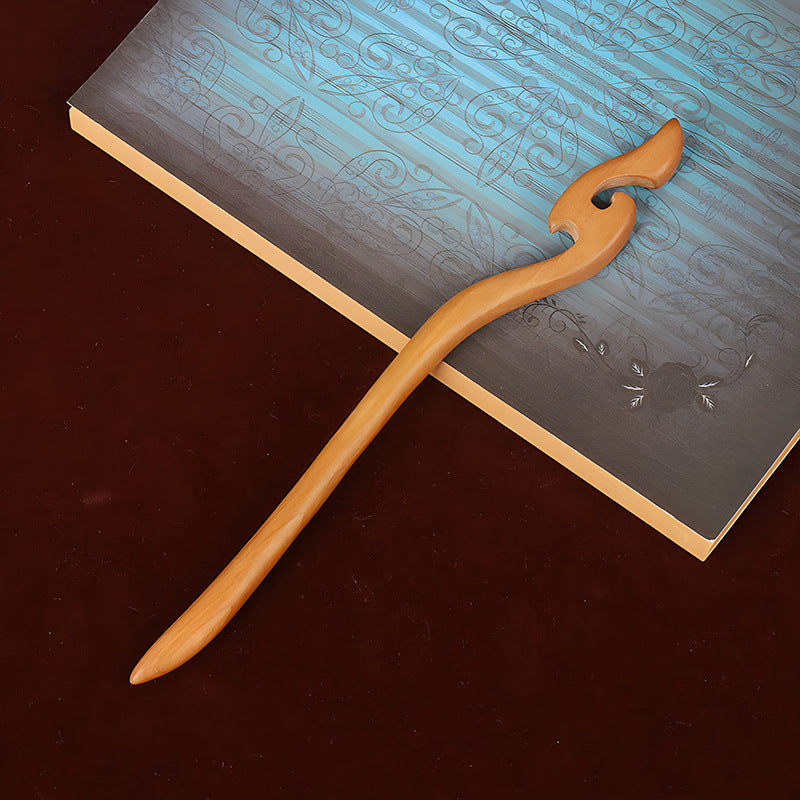 PF079 - 18cm Peach Pear Wood Hair Sticks - Wholesale