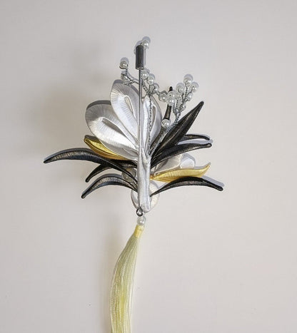 Handmade Chanhua Thread-Wrapped Floral Brooch - Elegant Wedding & Banquet Accessory