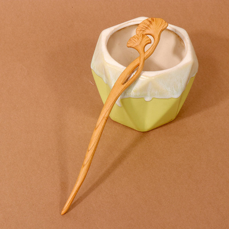 PF101 - 18cm Peach Wood Hair Sticks - Wholesale