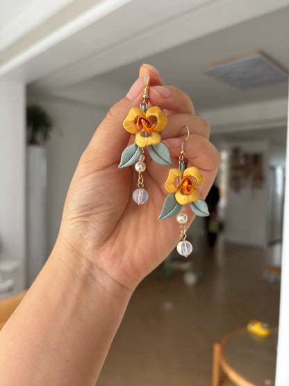 PF213 - Yellow Rose Chanhua Earrings - Wholesale