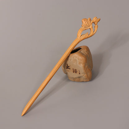 PF117 - 18cm Peach Wood Hair Sticks - Wholesale