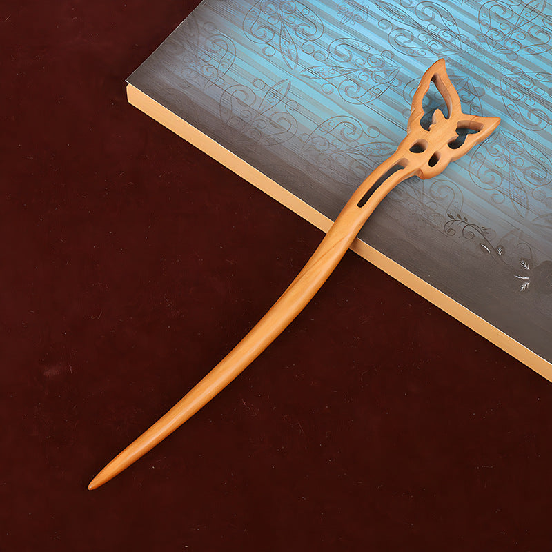 PF079 - 18cm Peach Pear Wood Hair Sticks - Wholesale