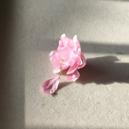 Handmade Cherry Blossom Ronghua Earrings - Artisanal Silk Floral Dangle Earrings