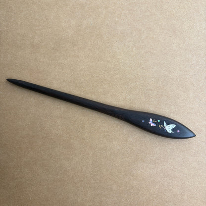 Handmade Mother-of-Pearl Inlay African Blackwood Hair Sticks | Natural Shell Inlay Hairpins