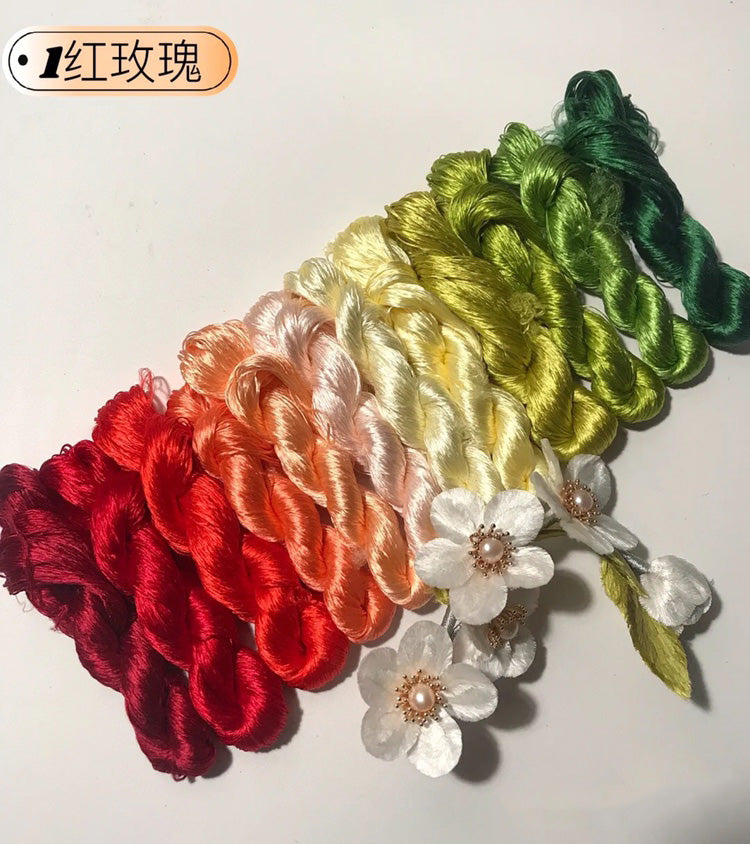 80m Suzhou Embroidery Untwisted Mulberry Silk Thread(#12Colors01  80m*12) - Ronghua Threads