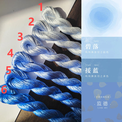 10g Suzhou Embroidery Thick Filament Slightly Twisted Mulberry Silk Thread(碧落) - Hand-dyed Ronghua Threads