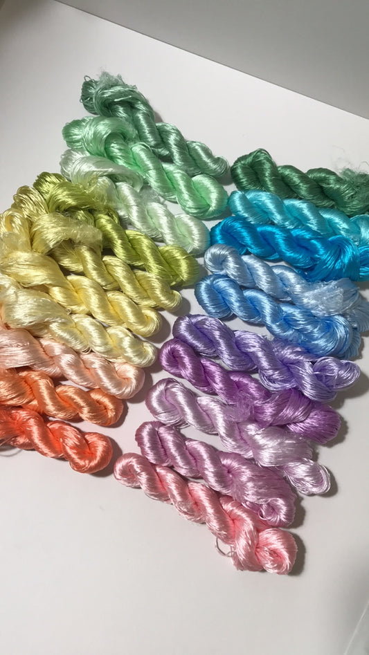 100m Suzhou Embroidery Untwisted Mulberry Silk Thread(#七夕限定  100m*20) - Ronghua Threads