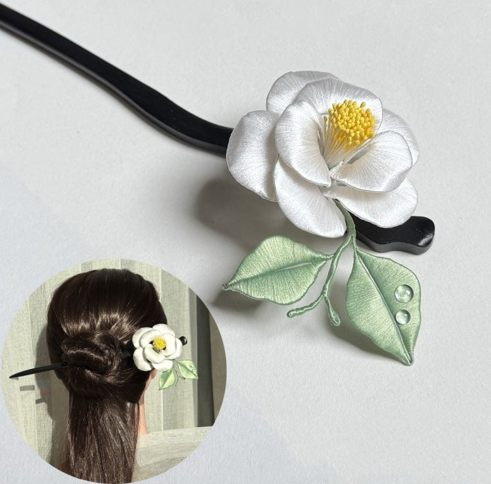 Camellia Series Hairpin Chanhua Materials Flowers DIY Kit - Include Detailed Video Tutorial