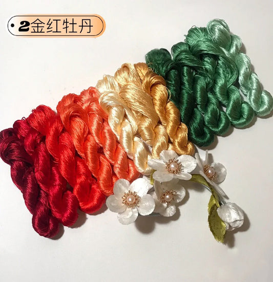 80m Filo di Seta di Gelso Non Ritorto per Ricamo Suzhou (#12Colori02 80m*12) - Fili Ronghua