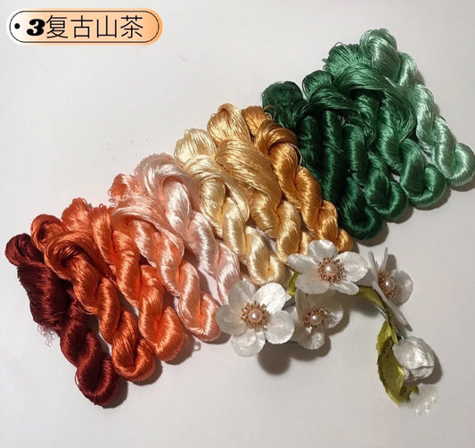 Filo di seta non ritorto di gelso per ricamo Suzhou da 80 m (n. 12 colori 03 80 m*12) - Fili Ronghua