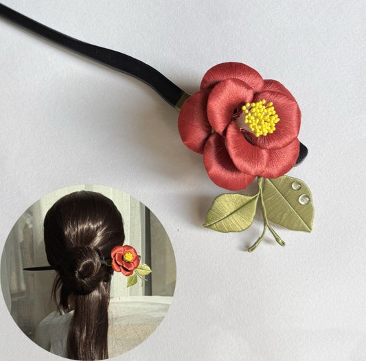 Serie Camelia Fermaglio per Capelli Materiali Chanhua Fiori Kit Fai-da-te - Include Tutorial Video Dettagliato