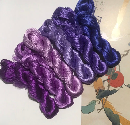 80m Suzhou Embroidery Untwisted Mulberry Silk Thread(#紫云  80m*6) - Ronghua Threads