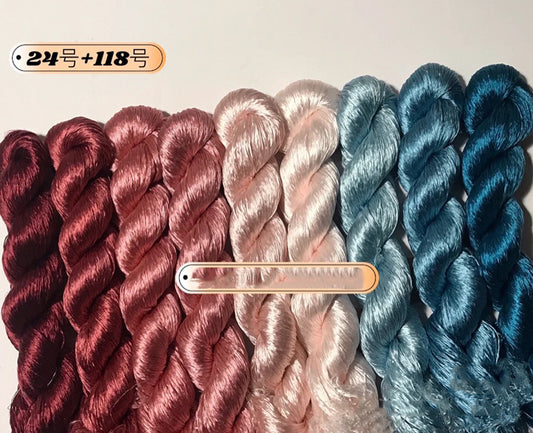80m Suzhou Embroidery Untwisted Mulberry Silk Thread(#024 #118  80m*9) - Ronghua Threads