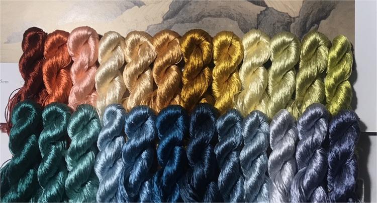 80m Suzhou Embroidery Untwisted Mulberry Silk Thread(#海啸龙吟  80m*24) - Ronghua Threads