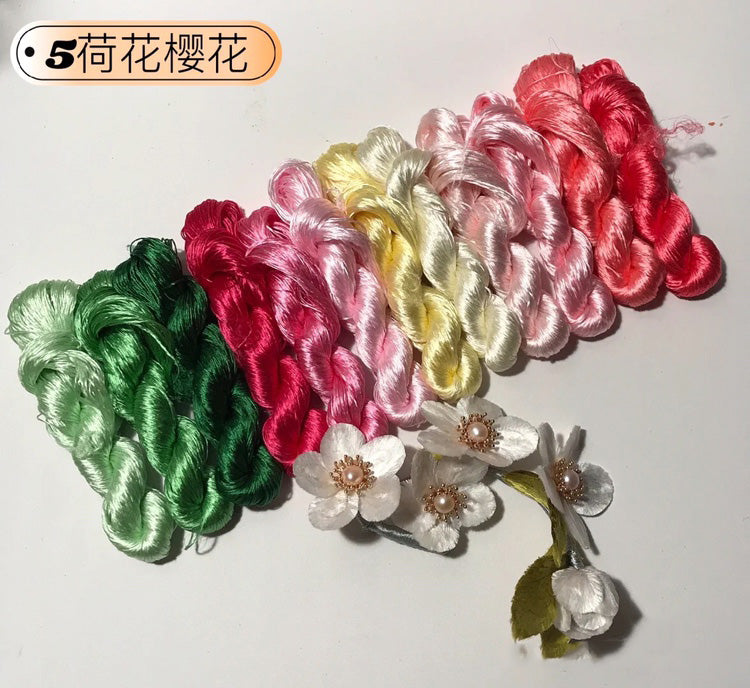 80m Suzhou Embroidery Untwisted Mulberry Silk Thread(#12Colors05  80m*12) - Ronghua Threads