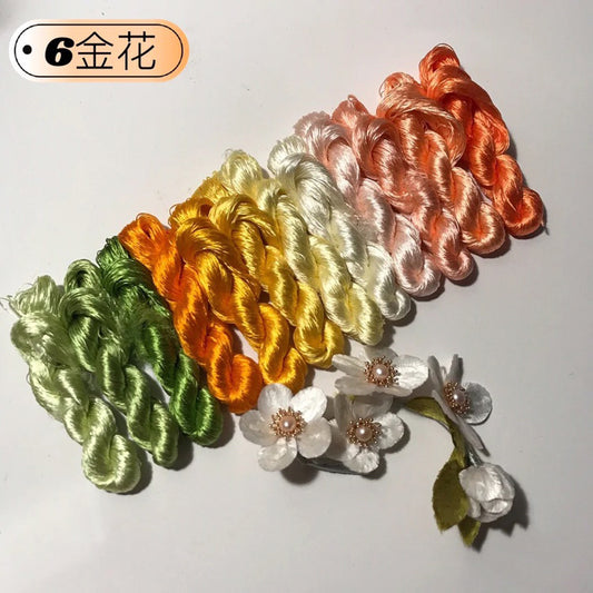 Filo di seta non ritorto per ricamo Suzhou da 80 m (12 colori 06 80 m*12) - Fili Ronghua
