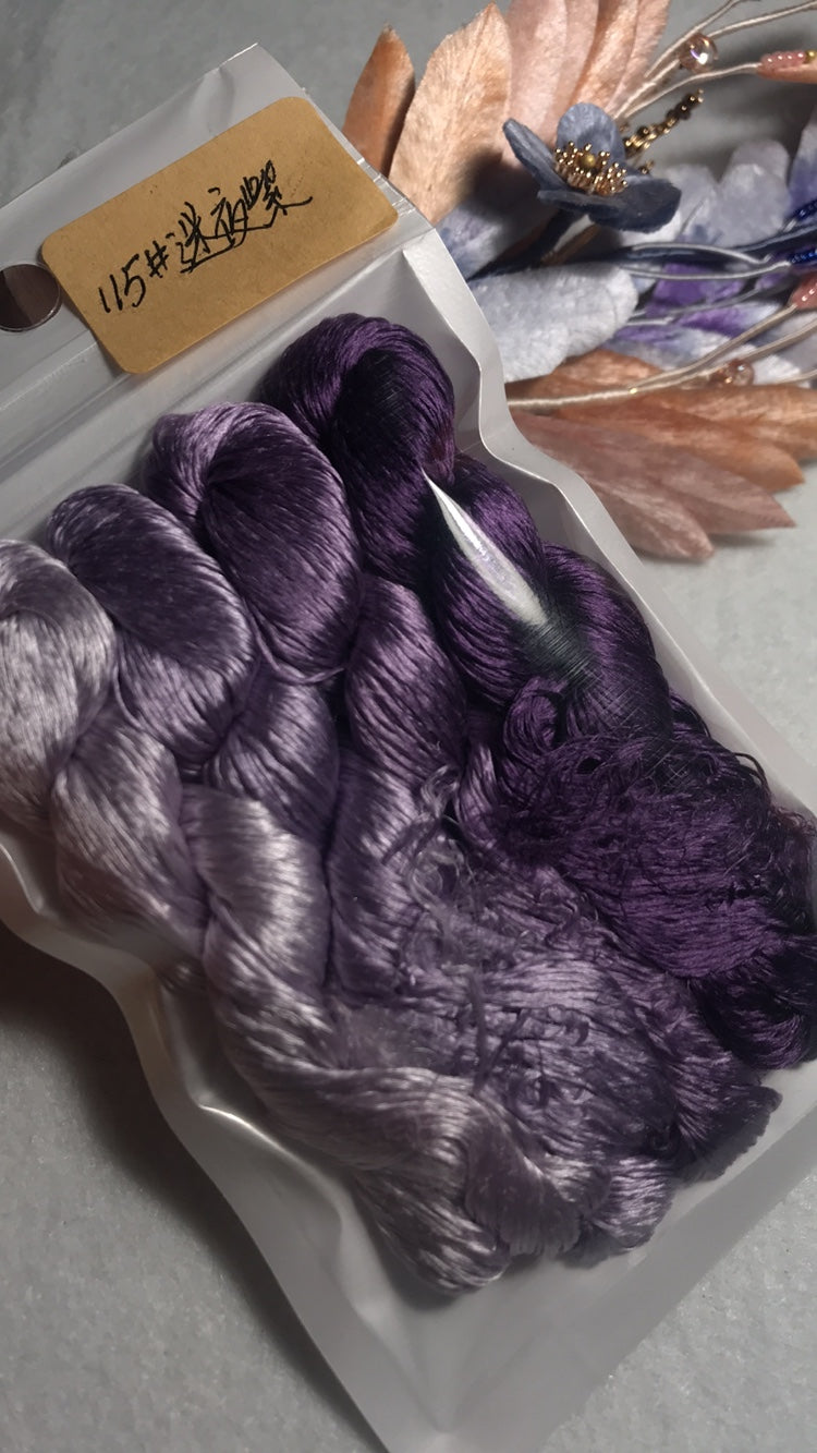 80m Suzhou Embroidery Untwisted Mulberry Silk Thread(#115迷夜紫（1-4）  80m*4) - Ronghua Threads