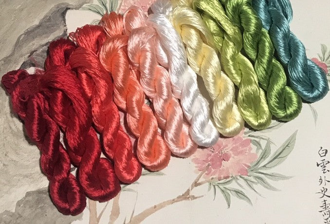 80m Suzhou Embroidery Untwisted Mulberry Silk Thread(#春花烂漫  80m*10) - Ronghua Threads