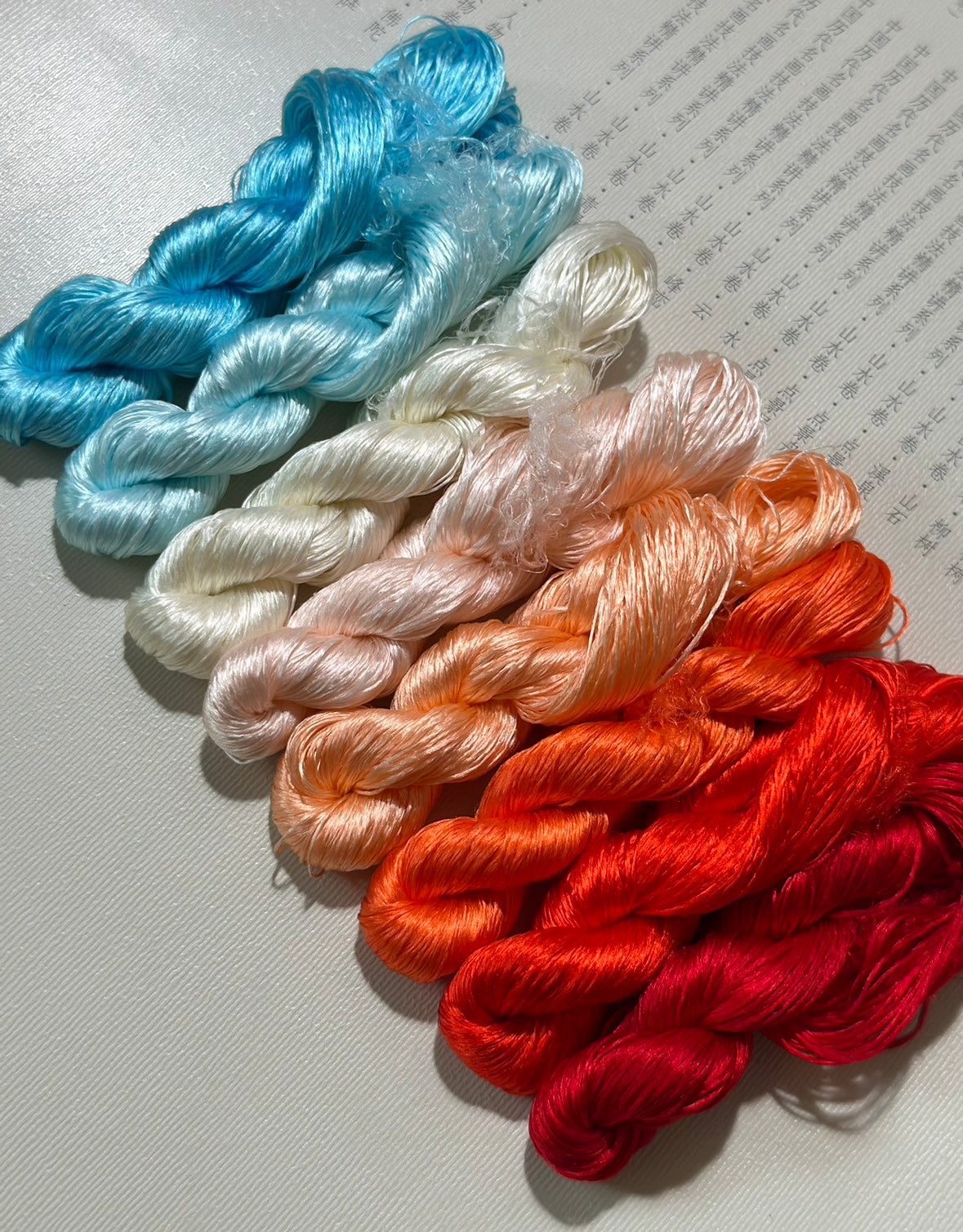 80m Suzhou Embroidery Untwisted Mulberry Silk Thread(#金鱼尾  80m*8) - Ronghua Threads