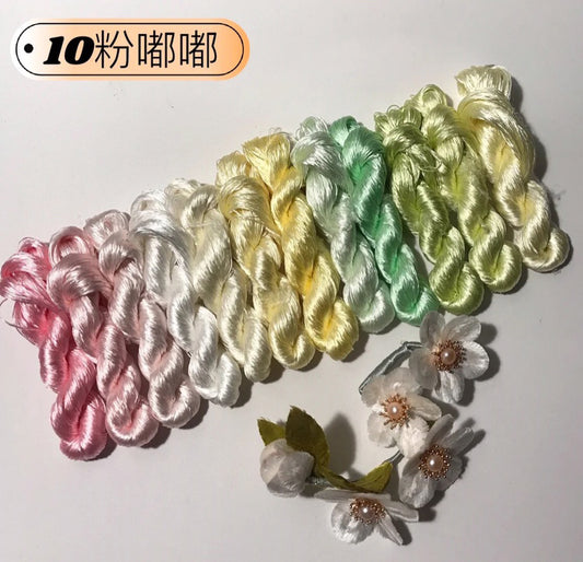 Filo di seta di gelso non ritorto per ricamo Suzhou da 80m (#12Colori10 80m*12) - Fili Ronghua