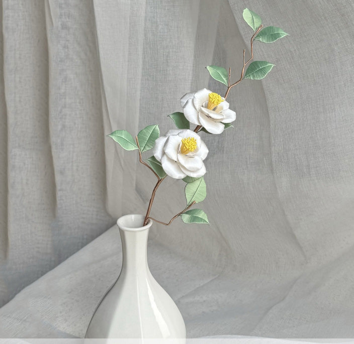 Camellia Series Vase Arrangement Chanhua Materials Flowers DIY Kit - Include Detailed Video Tutorial