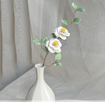 Camellia Series Vase Arrangement Chanhua Materials Flowers DIY Kit - Include Detailed Video Tutorial