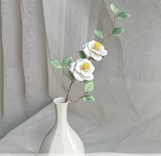 Vaso della serie Camelia Composizione floreale Materiali Chanhua Fiori Kit fai da te - Include tutorial video dettagliato