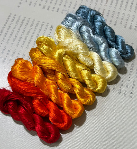 80m Suzhou Embroidery Untwisted Mulberry Silk Thread(#凤尾  80m*8) - Ronghua Threads