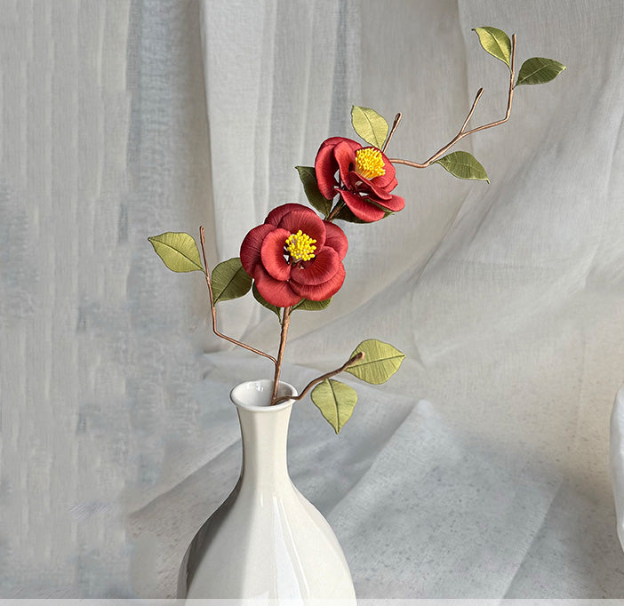 Camellia Series Vase Arrangement Chanhua Materials Flowers DIY Kit - Include Detailed Video Tutorial