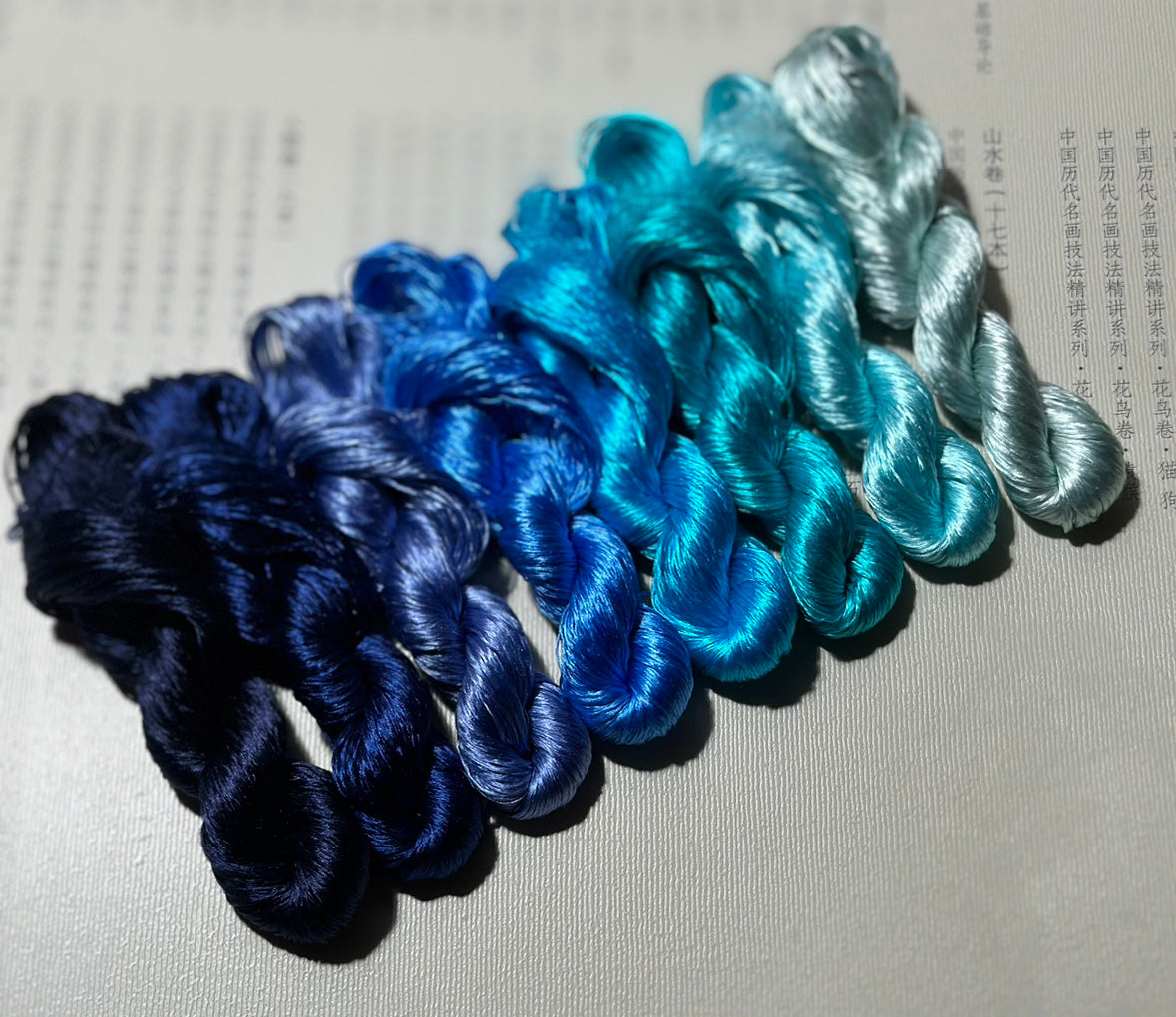 80m Suzhou Embroidery Untwisted Mulberry Silk Thread(#兰系  80m*8) - Ronghua Threads