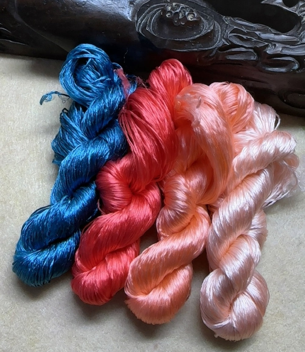 80m Suzhou Embroidery Untwisted Mulberry Silk Thread(#牡丹花  80m*4) - Ronghua Threads