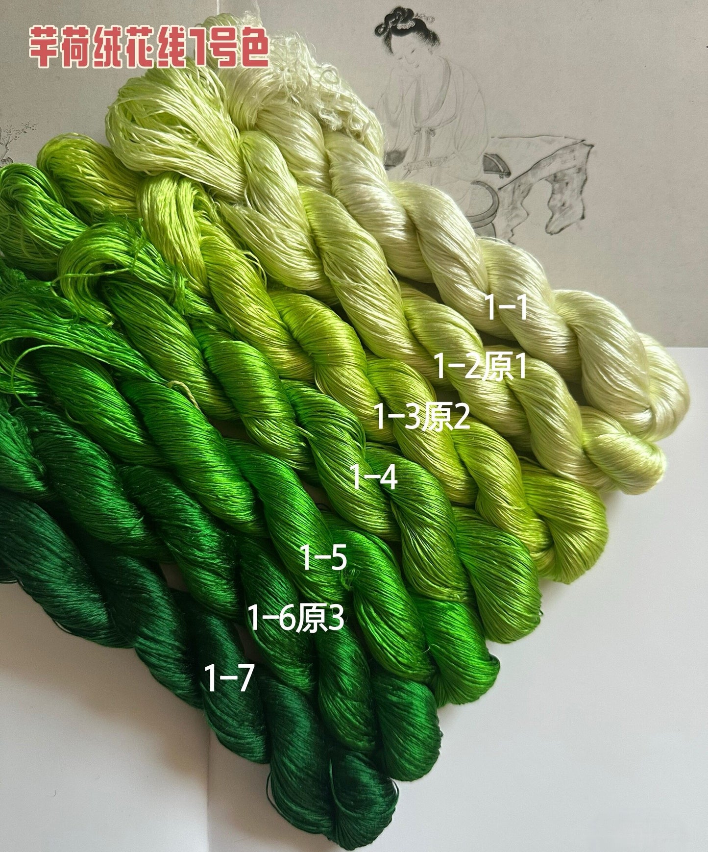 Fil de soie de mûrier non retordue pour broderie de Suzhou 80 m (n° 001 80 m*7) - Fils Ronghua