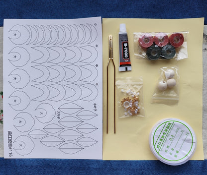Kit fai da te per forcine LuoyangFu Chanhua, con materiali e fiori - Include video tutorial dettagliato