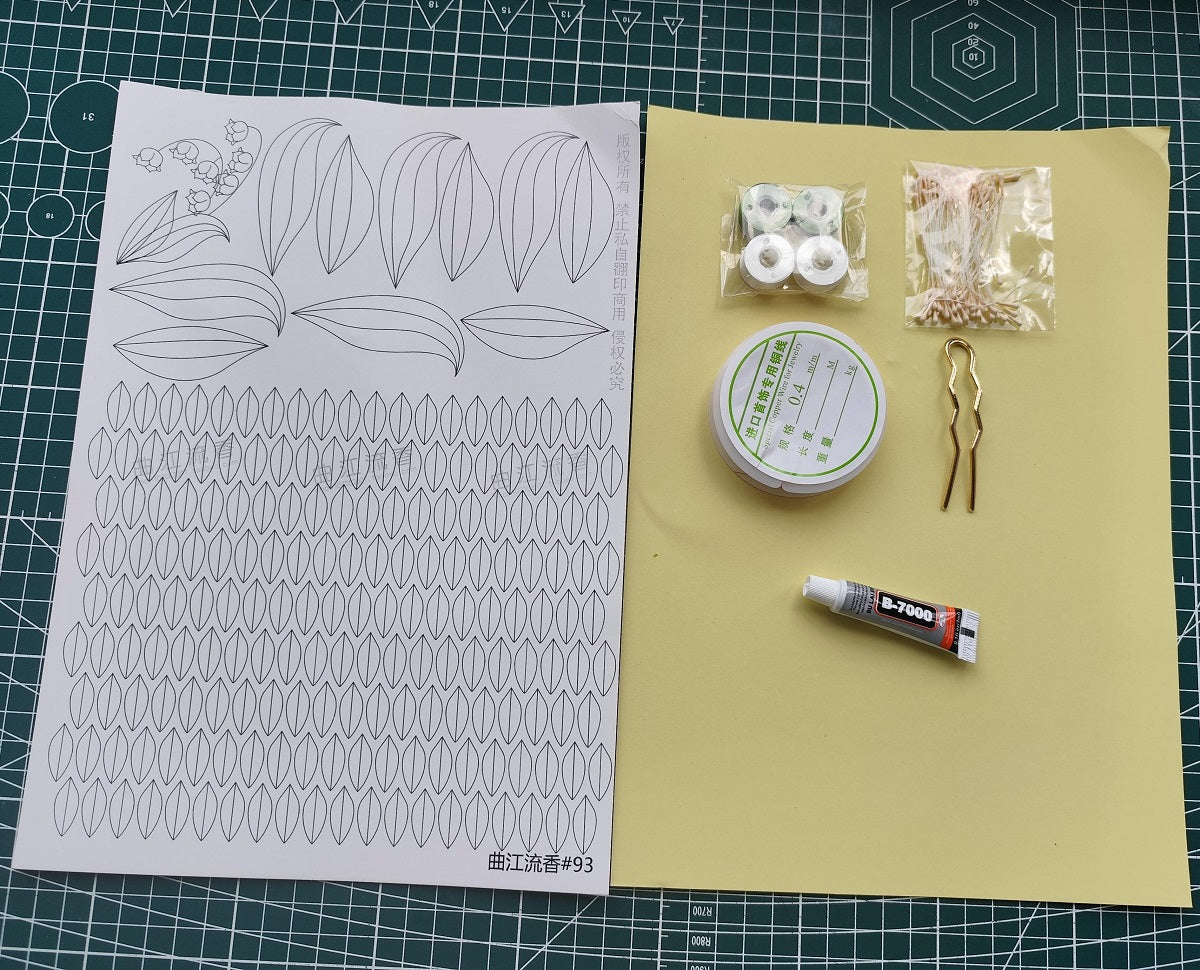 Lily of the Valley Hairpin Chanhua Materials Flowers DIY Kit - Include Detailed Video Tutorial