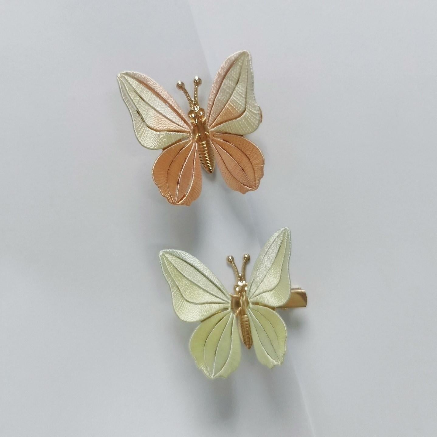 Pince à cheveux papillon faite main - Pince à cheveux en soie (Chanhua)