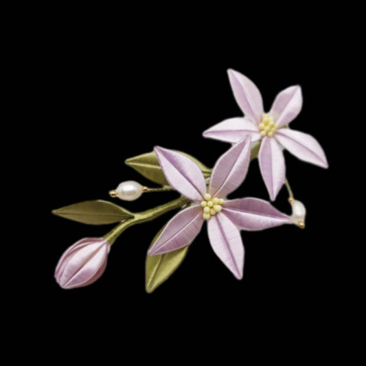 Fermaglio Artigianale a Fiore a Palloncino - Fermaglio in Seta (Chanhua)
