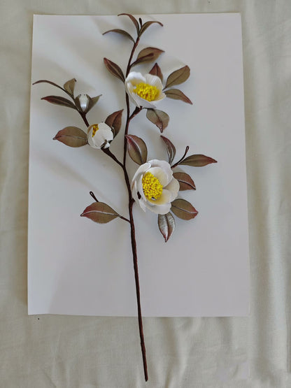 Présentoir sur mesure Branche de Camélia - Présentoir en soie (Chanhua)