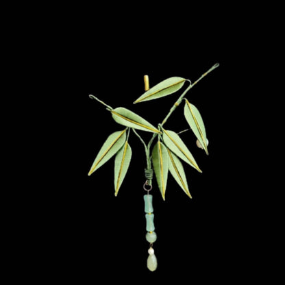 Broche Feuille de bambou faite à la main - Broche en soie (Chanhua)