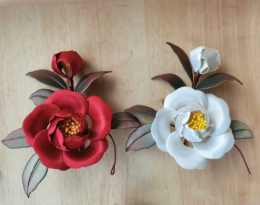 Fermaglio per capelli fatto a mano Camelia - Fermaglio per capelli in seta (Chanhua)