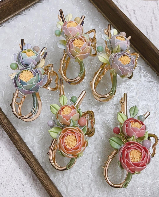 Fermaglio per capelli su misura con fiori - Fermaglio per capelli in seta (Chanhua)