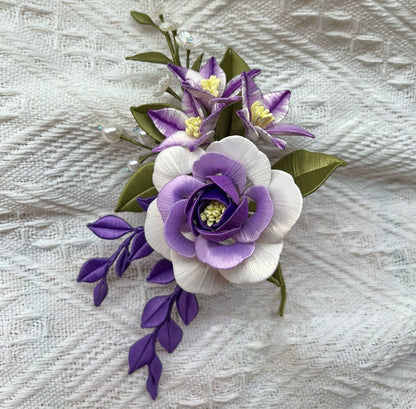 Épingle à cheveux sur mesure violette - Épingle à cheveux en soie (Chanhua)