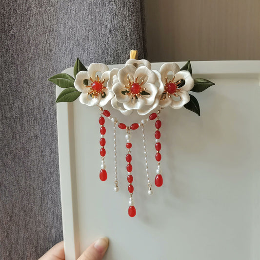 Fermaglio per Capelli Personalizzato a Forma di Fiore - Fermaglio in Seta (Chanhua)