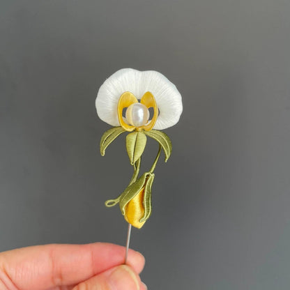 Spilla fatta a mano Fiore di pisello - Spilla di seta (Chanhua)