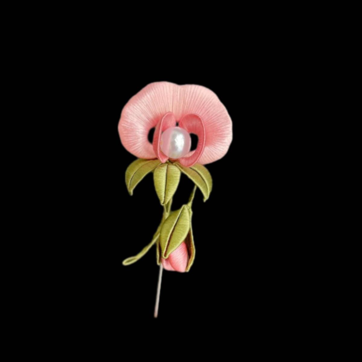 Spilla fatta a mano Fiore di pisello - Spilla di seta (Chanhua)
