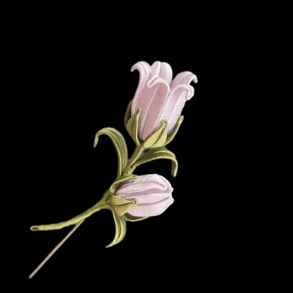 Spilla Artigianale Campanula - Spilla di Seta (Chanhua)