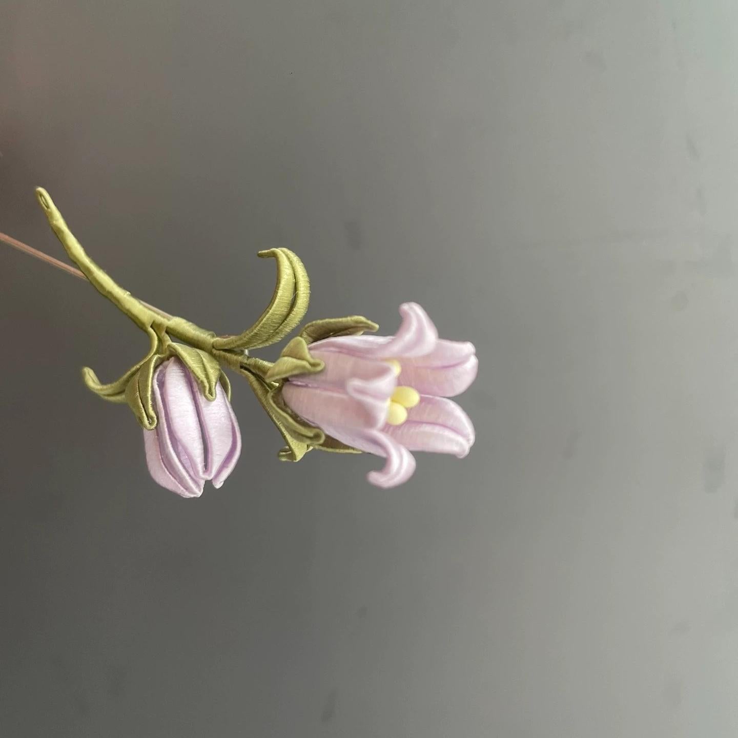 Spilla Artigianale Campanula - Spilla di Seta (Chanhua)