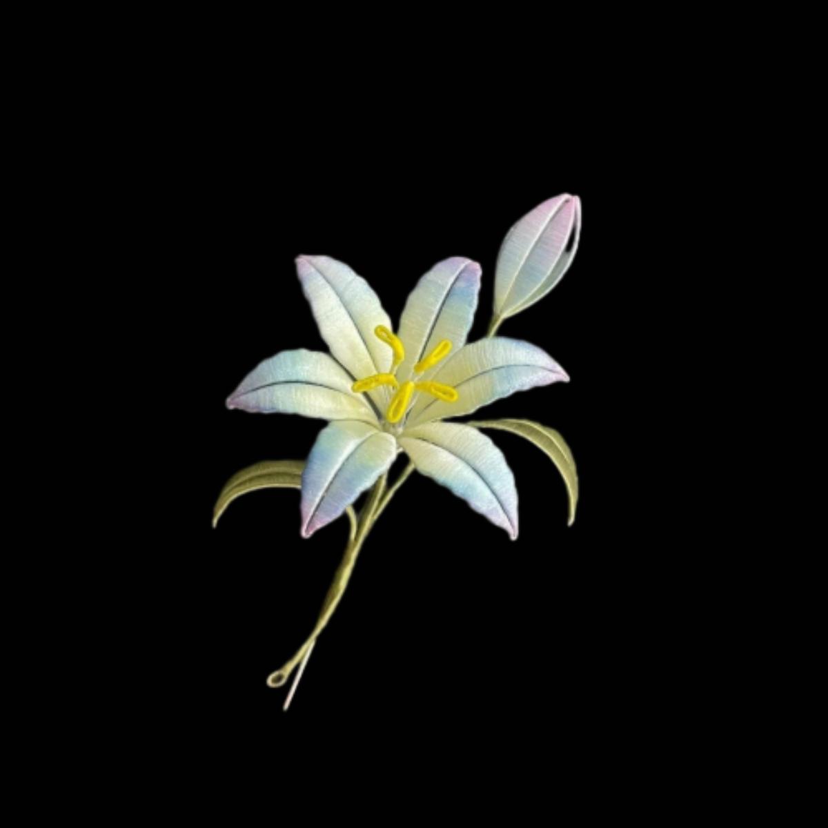 Spilla giglio fatta a mano - Spilla di seta (Chanhua)