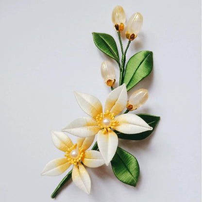 Broche fleur sur mesure - Broche en soie (Chanhua)
