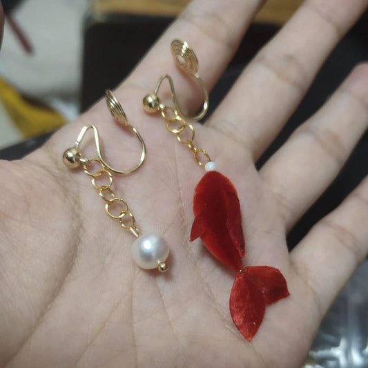 Orecchini su misura Pesce Rosso - Orecchini di seta (Ronghua)