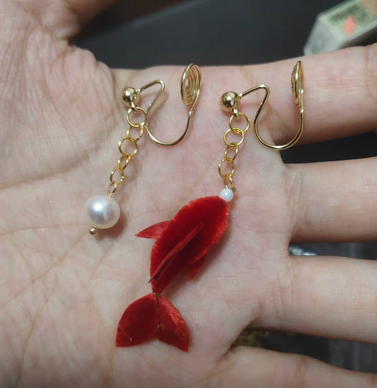 Orecchini su misura Pesce Rosso - Orecchini di seta (Ronghua)